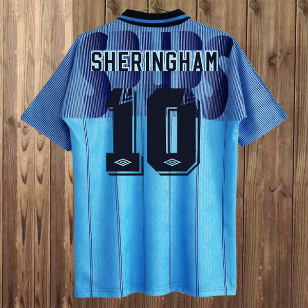 tottenham hotspur troisième maillots de foot 1991-1994 sheringham 10 bleu homme
