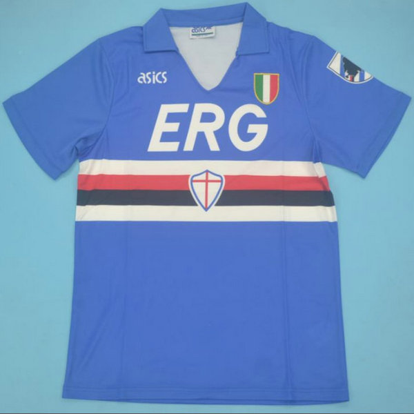 uc sampdoria domicile maillots de foot 1991-1992 bleu homme